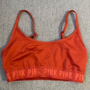 Burnt orange Pink sports bra with adjustable straps